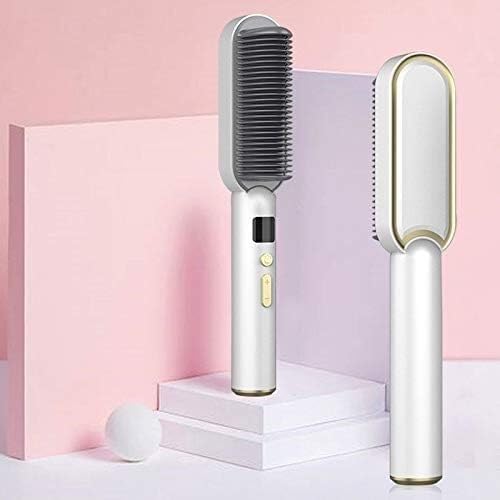 Plancha para el cabello eléctrica WJREGG, peine alisador con calentamiento rápido, herramienta de estilo con pantalla LCD y control inteligente de temperatura miniatura 2