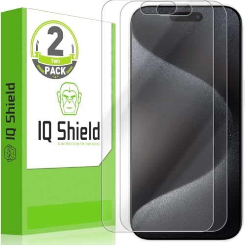 IQShield Screen Protector Compatible with Apple iPhone 15 Pro Max (2-Pack) Anti-Bubble Clear TPU Film