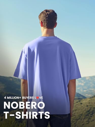 Image of Nobero 100% Cotton Oversized T Shirts for Men Stylish | Oversized Fit | Solid T Shirts for Men 180 GSM Combed Cotton | Round Neck Half Sleeve