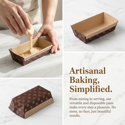 PRETYZOOM 20 Stück Papier Backform Kastenform Rechteckig & Stabil - Einweg Brotbackform für Backofen, Brot, Toastbrot & Schnellbrot - Hitzebeständig, Fettbeständig & Stapelbar - 15 x 6,5 x 5 cm