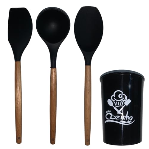 Jogo de Cozinha de Silicone 7 Peças Preto