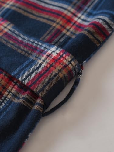 Men's Cotton Flannel Robe Knee Length Plaid Bathrobe4