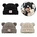 Fashion Bear Ear Brimless Hat for Various Head Size Winter Autumn Pullover Skull Hat Unisex Headpiece for Casual Wear Black