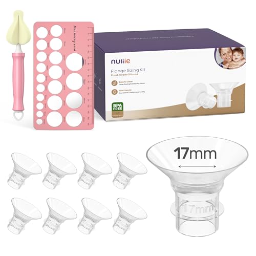 Image of Nuliie 8PCS Silicone Flanges Insert Replacement Kit, Flange Sizing Kit 17mm for 24mm Flange/Shield Breast Pumps, Pumping Essential Kit for Moms