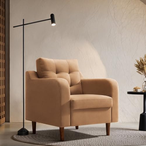 Image of Duroflex Ease Plus - 1 Seater Sofa Set for Living Room | 3 Year Warranty | Premium Wooden Frame Sofa | Anti-Pilling Fabric, Fade & Termite Resistant | Comfortable & Durable Couch - Latte (Beige)