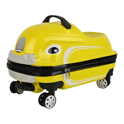 Image of Kids Ride On Trolley Bags for Travel | 18-Inch Polycarbonate Luggage | Kid Luggage /Suitcase with 4 Wheel | Unique Bags for Boy Kids, Easy to Carry (Yellow)