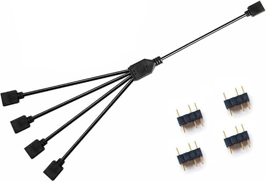 12V/4pin 5V/3-pin Aura RGB Extension Adapter Cable,Motherboard to 2 Or 3 4 5 Connects Splitter Hub12V 1 to 4