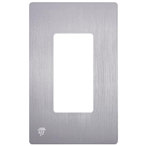 Image of ENERLITES Elite Series Screwless Decorator Wall Plate Child Safe Outlet Cover, Size 1-Gang 4.68 inch H x 2.93 inch L, Unbreakable Polycarbonate Thermoplastic, SI8831-BSV, Brushed Silver