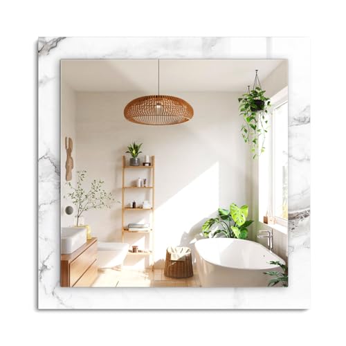 Miroir mural chic en verre imprimé marbre pour une décoration d'intérieur raffinée