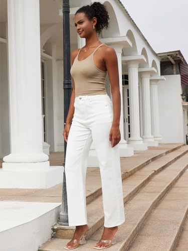 HDLTE Women Wide Leg Jeans High Waist Baggy Jean Loose Boyfriend Jeans Denim Pants Y5K?White,Medium — view 4