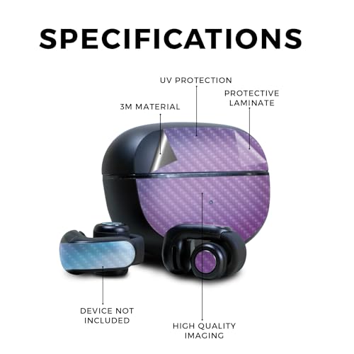 Image of Carbon Fiber Skin Compatible with Bose Ultra Open Earbuds - Purple Fog - Premium 3M Vinyl Protective Wrap Decal Cover - Easy to Apply | Crafted in The USA by MightySkins