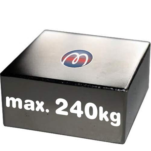 Temperatura massima: 80° C Blocco magnetico 60 x 60 x 30mm Neodimio N45 (NdFeB) Nichel - Forza 240 kg - Magneti permanenti rettangolari al Neodimio (Terre Rare) Calamite potenti per l\'industria e la casa