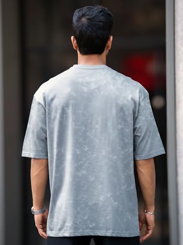 Image of Maniac ||Mens|| Acid Wash ||Printed|| Brooklyn|| Round Neck ||3 /4th Sleeve|| Light Grey|| Cotton|| T-Shirt