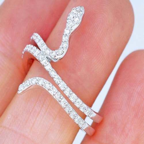 White Gold Plated White Cubic Zirconia Snake Engagement Rings Wedding Bridal Band Promise Rings Evening Parties Anniversary Valentine's Day Gifts Eternity Bands for Women3