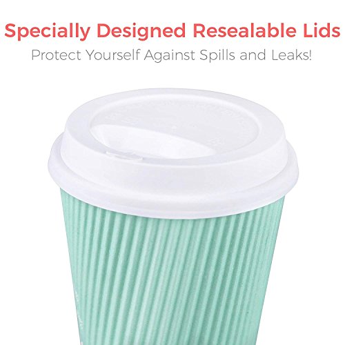 Premium Disposable Coffee Cups With Lids - (90) Durable 12 oz To Go Coffee Cups With Tight Resealable Lids Prevent Leaks! Sturdy, Insulated For Hot Beverages. Will Not Bend With Heat Or Burn Fingers! - Thumbnail 7