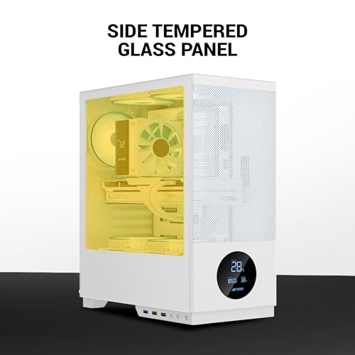 Image of Ant Esports X2 LCD Mid-Tower Computer Case /Gaming Cabinet - White | Support ATX, M-ATX, M-ITX | Pre-Installed 3 ARGB Fans