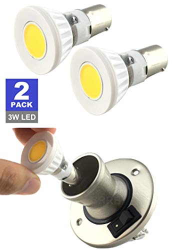 SRRB Direct 1139/1383 LED Replacement R12 BA15s Bulb 12V or 24V AC/DC for RV Camper Trailer Motorhome 5th Wheel Marine Boat Reading Light (3 Watt, Warm White)