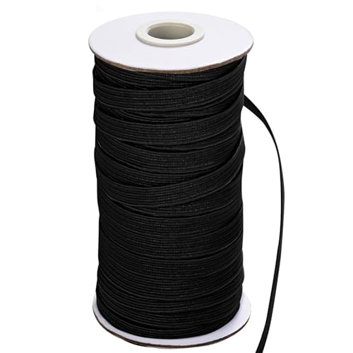 XKDOUS Elastic Band for Sewing, 3/8 Inch 50 Yards Black
