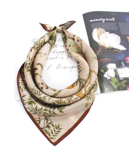 ANDANTINO 100% Pure Mulberry Silk Small Square Scarves -21'' x 21''- Digital Printed Neckerchief –Women Men Lightweight Scarf3