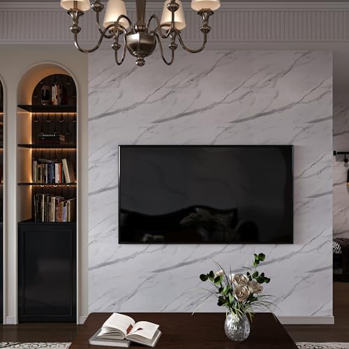 JSEVEM 60CM×9M Extra Breit Weiße Grau Marmor Muster Tapete Selbstklebend Weiß Graue Möbel Klebefolie Steinoptik Wandtapete Selbstklebende Marmoroptik Wohnzimmer Wasserdichte Möbelfolie Badezimer
