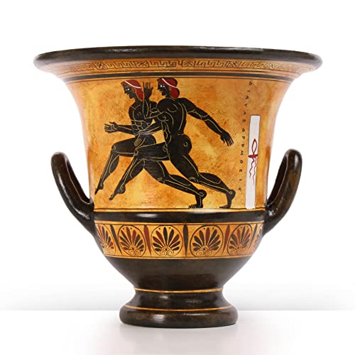 Antike griechische schwarze Figur Krater mit Achilles- und Aias spielen 20 cm (8 Zoll) griechische Keramik handbemalt Cover