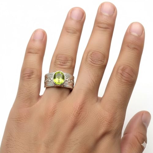 Image of 55Carat Choose Your Color Genuine Gemstone Sterling Silver Ring Band Vintage Handmade Jewelry Sizes 5-12