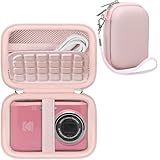RAIALL Hard Carrying Case for Kodak PIXPRO FZ55/FZ45 Digital Camera, Protective Travel Camera Bag with Mesh Pocket for USB Cables, Batteries & Accessories, Pink
