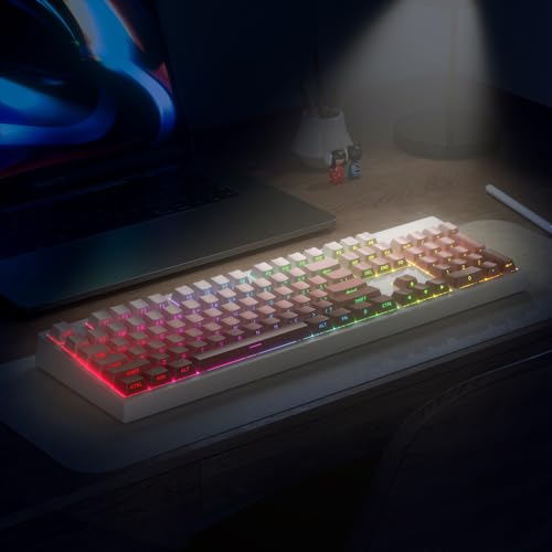 Image of PBT Gradient Pink Keycaps Side Printed Set Shine Through Cherry Profile Double Shot Custom Minimalist Style for Mechanical Keyboard (Blush)