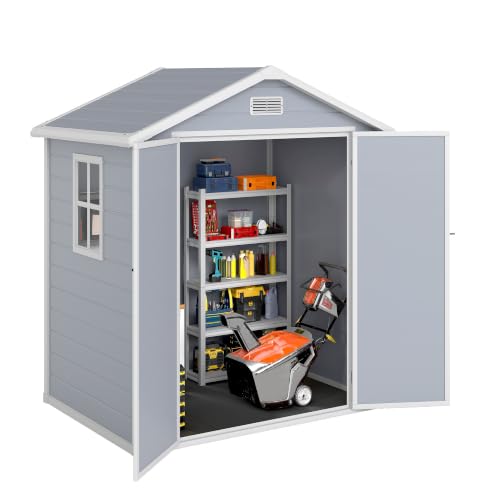 Image of DWVO 6x4.4ft Outdoor Plastic Storage Shed with Floor & Window