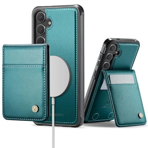 Housse Samsung S25 Plus antichoc portefeuille cuir vert étui rabat aimanté