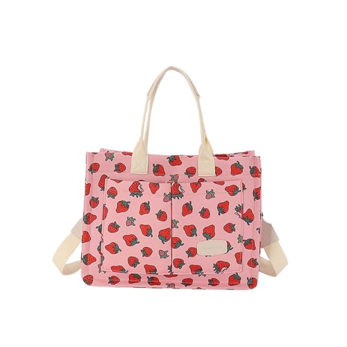 Image of Cherry Tote Bag for Women Canvas Patched Purse Cute Shoulder Bag Multi-Pocket Satchel Handbag for work travel