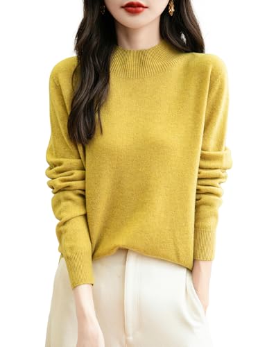 Chanyarn Women's 100% Merino Wool Sweater 2025 Fall Pullover Mockneck