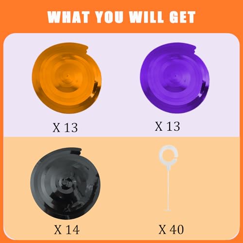 Image of 40Pcs Hanging Swirls Party Decorations Plastic Spirals Streamers Foil Ceiling Decor for Halloween Fall Birthday Office Classroom Home - Black Orange Purple