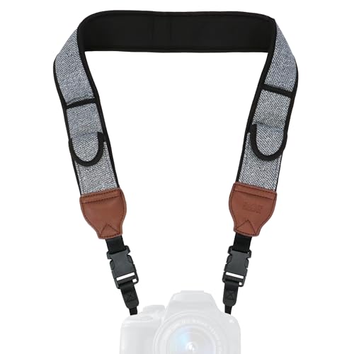 USA Gear TrueSHOT Sangle Appareil Photo Numérique DSLR/SLR, Courroie pour Réflex avec Pochettes de Rangement Rembourrées - Compatible avec Canon EOS, Nikon,...