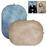 Kate 5x6.5ft(1.5x2m) Tan Blue Collapsible Backdrop Double Sided Folding Backgrounds Pop Up Reversibl