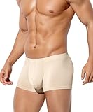 Arjen Kroos Men's Boxer Briefs Sexy Silky Ice Silk Trunks Underwear for Men 1 Pack, Beige, Large
