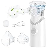 Larair Dispositivo per inalazione, per adulti e bambini, nebulizzatore silenzioso, inalatore ricaricabile e portatile, inalatore con funzione autopulente e volume di spruzzo regolabile, bianco-grigio.