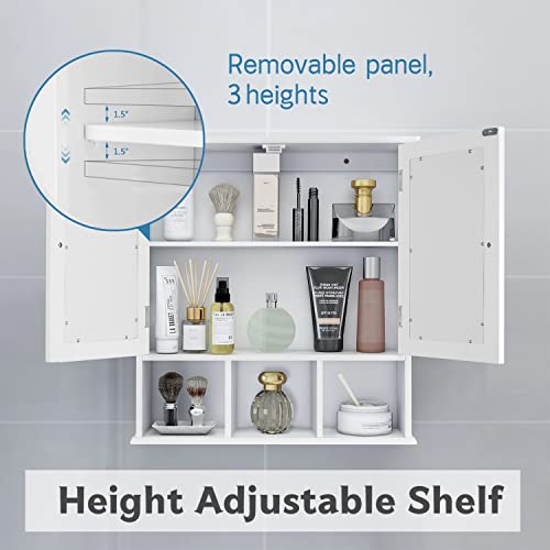 Taohfe Bathroom Wall Cabinet With 2 Door Adjustable Shelves,Over The Toilet Storage White Wall Mounted Medicine Cabinets For Bathroom Laundry Room Kitchen thumb #7