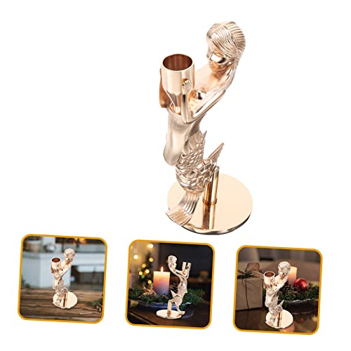 Osaladi 4Pcs Mermaid Candle Holder Metal Candle Holder Dining Table Centerpieces Mermaid Centerpieces For Tables Metal Candle Zinc Alloy Golden Candle Sconces Gold Candelabra #TOP2