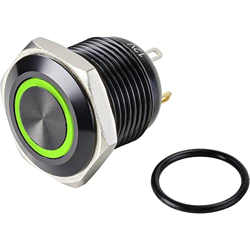 TRU COMPONENTS TC-9428168 GQ16F-10E/J/G/12V/A Drucktaster 48 V/DC 2 A 1 x Aus/(Ein) tastend Grün IP65 1 St.
