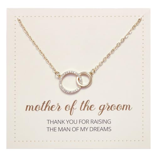 Kvekstio Mother of the Groom Gift from Bride, Wedding Day Interlocking Circles Necklace for Mother in Law, Elegant Double Circle Wedding Gift, Mothers Day Thank You Jewelry from Daughter in Law