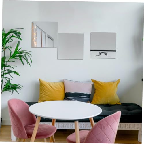 Cabilock 6 Peças decoração decalque da parede do espelho quadrado adesivo de parede quarto cozinha a