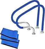 BOLYKI Pool-Handläufe 304 Edelstahl-Pool, Pool-Handlauf, DREI gebogener Pool-Handlauf-Griff, Treppengeländer für Inground-Pool mit Blauer Griffabdeckung, 4 Fuß (31,5 x 31,5 Zoll/2er-Set)