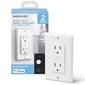 Merkury Innovations Smart Outlet in-Wall Outlet with Wi-Fi Voice Control, Schedule Timers for Lights and Devices, No Hub Required, Compatible with Alexa & Google Home