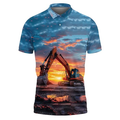 Excavator Polo Shirts for Men - Digger Short Sleeve Regular Fit Polo Shirts for Men Women Series 63