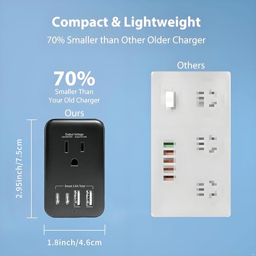 220V to 110V Converter Voltage Converter US to Europe Voltage Converter for Hair Dryer with 2 USB A and 2 USB C, European Travel Adapter Power Converter Adapter Combo from US to Italy UK AU.. by Znknthr - Image 5