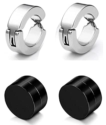 AB Beauty House 8mm Magnetic Non Piercing Earrings 2 Pair Man Punk Style Round Multi & Black Clip Stud Stainless Steel Men (B09L61YYVS) Amazon Price History, Amazon Price Tracker