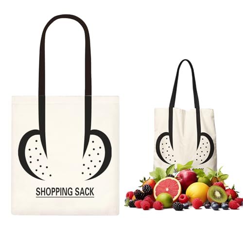 Kakveiai Tela Bolsos, Bolsa de Algodón, Bolsa de Lona, Bolsa de la Compra, Bolsas de Algodón Natural 100%, Tela Bolsos con Dos Asas Largas, Gran Capacidad, Fuerte y Duradero, Lavable