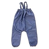 [femmebelly ファムベリー] シンプルデザインのプレイウェア お砂場着 遊び着 日本製 撥水 ベビー キッズ 男の子 女の子 おしゃれ かわいい プレイウエア レインパンツ オーバーオール カバーオール (デニム（オールシーズン生地）)