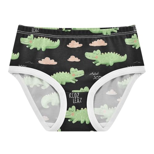 Wusikd Cute Crocodiles Girls' Underwear Cotton Clouds Green Girls Briefs Soft Toddler Underwear 2T